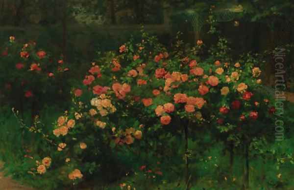 The rose garden Oil Painting by Antoine Grivolas