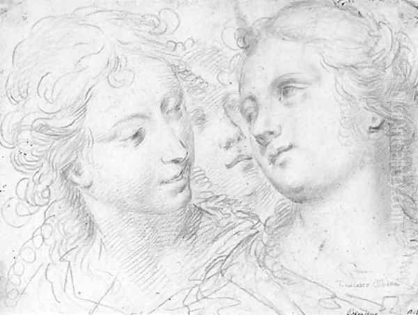 Three studies of female heads Oil Painting by Ercole Procaccini Il Giovane