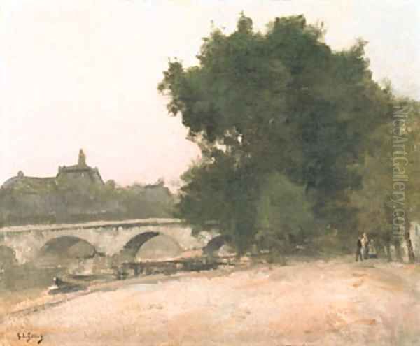 Au bord du Seine Oil Painting by Eugne-Louis Gillot