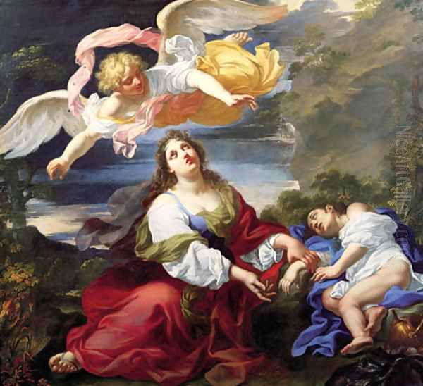 The Angel Appearing to Hagar and Ishmael in the Desert Oil Painting by Giuseppe Ghezzi