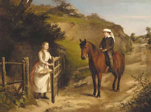 A wayside conversation Oil Painting by Henry Grant