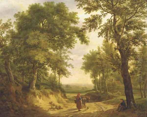 On a forest path in summer Oil Painting by Maximilien Lambert Gelissen