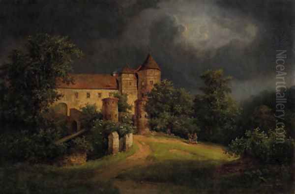 Schloss Schaufenberg bei Meissen Oil Painting by Otto Friedrich Georgi