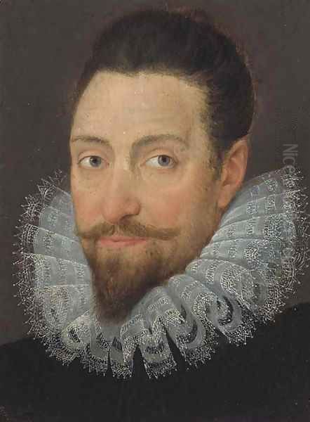 Portrait of Sir Walter Raleigh Oil Painting by George Gower