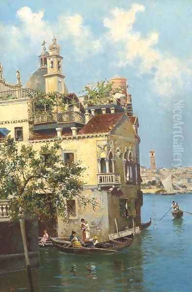 A Venetian house on the canal Oil Painting by Antonio Greppi