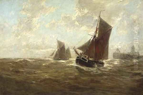 Sailing vessels setting out Oil Painting by Erwin Carl Wilhelm Gunther