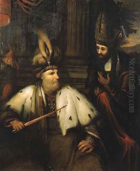 The meeting of Haman and King Ahasuerus Oil Painting by Aert De Gelder