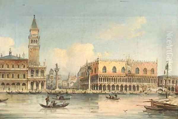 Gondolas approaching Piazza San Marco, Venice Oil Painting by Giovanni Grubacs