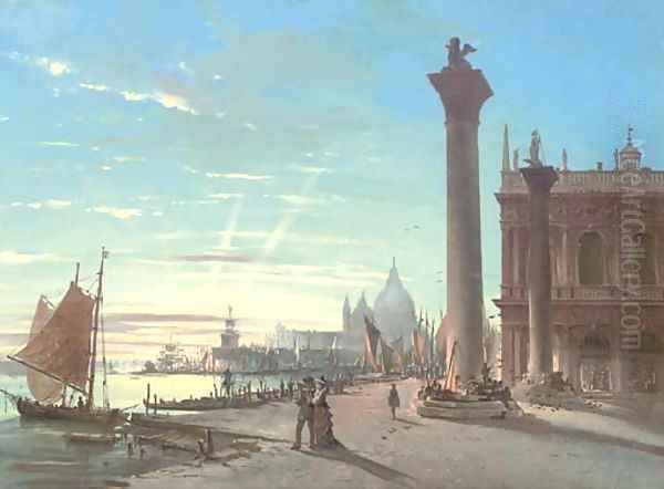 The Piazzetta of San Marco at dusk, Venice Oil Painting by Giovanni Grubacs