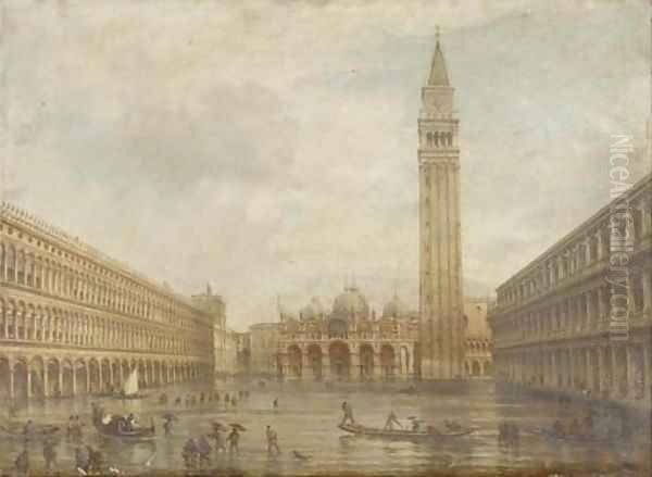 Floods at the Piazza San Marco, Venice Oil Painting by Giovanni Grubacs