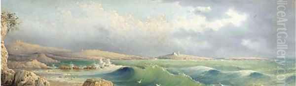 A heavy swell in St. Paul's Bay, Malta Oil Painting by Girolamo Gianni