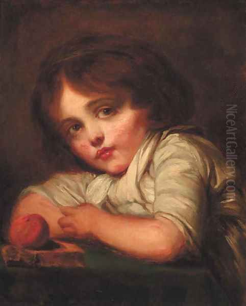 L'enfant a la Pomme Oil Painting by Jean Baptiste Greuze