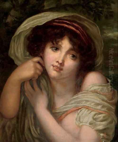 Portrait of a young lady, bust-length Oil Painting by Jean Baptiste Greuze