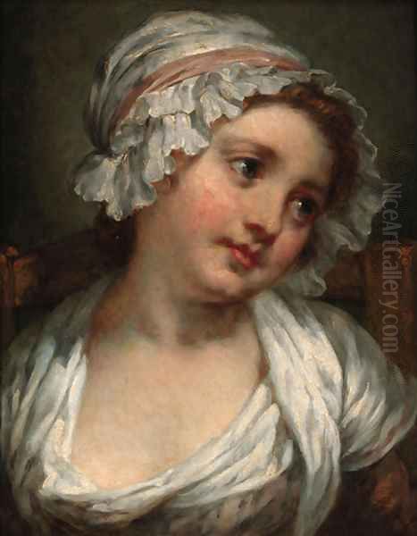 A young maid Oil Painting by Jean Baptiste Greuze