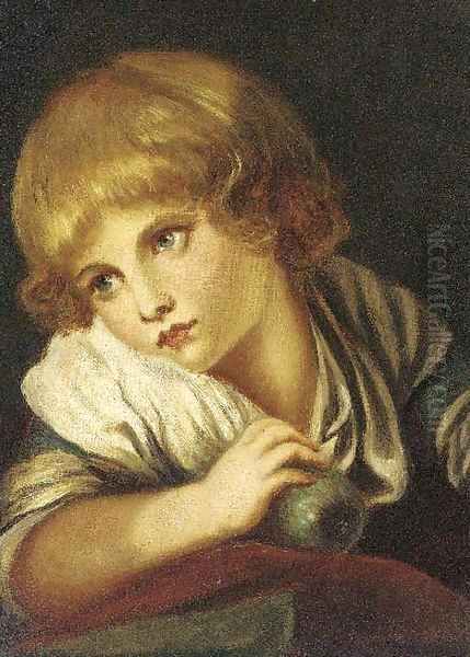 The child with an apple Oil Painting by Jean Baptiste Greuze