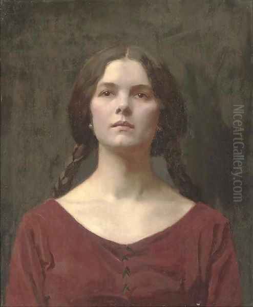 A young beauty Oil Painting by Thomas Cooper Gotch