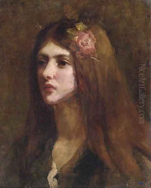 Portrait of a girl Oil Painting by Thomas Cooper Gotch