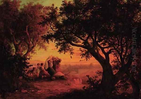 Pilgrims resting near Jerusalem Oil Painting by Friedrich-Otto Georgi