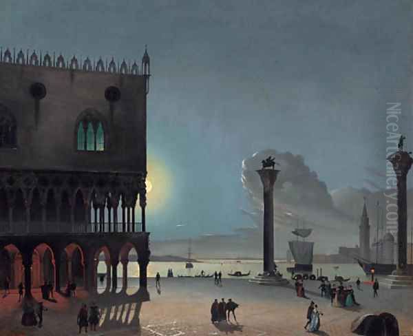 Piazza San Marco by moonlight, Venice Oil Painting by Carlo Grubacs