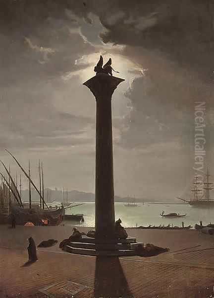 Figures sleeping at St. Mark's column, Venice Oil Painting by Carlo Grubacs