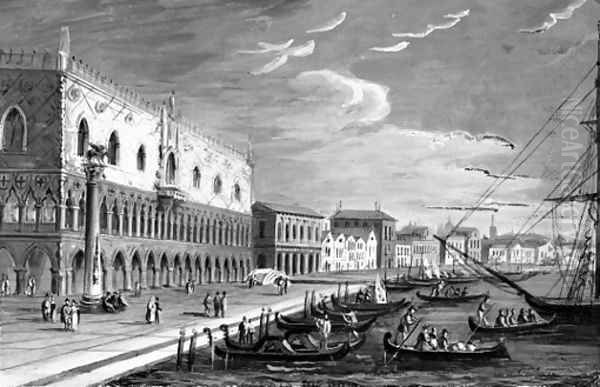 The Doge's Palace and the Riva degli Schiavoni Oil Painting by Carlo Grubacs