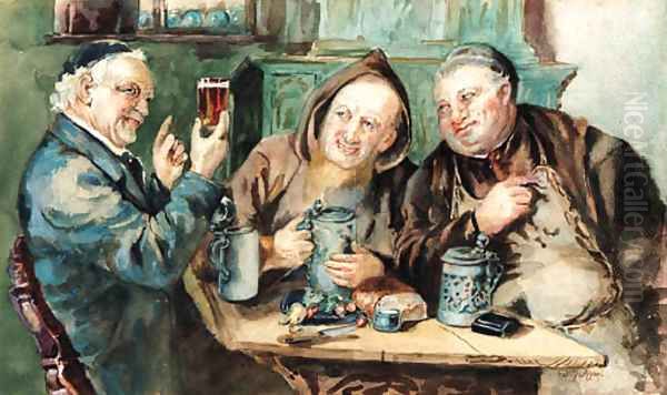 In the tavern Oil Painting by Eduard Von Grutzner