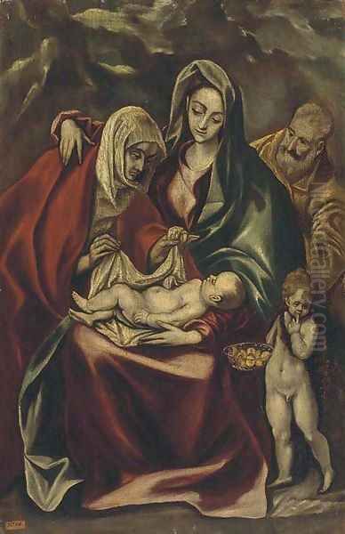 The Holy Family with Saint Anne and the Infant Saint John the Baptist Oil Painting by El Greco (Domenikos Theotokopoulos)