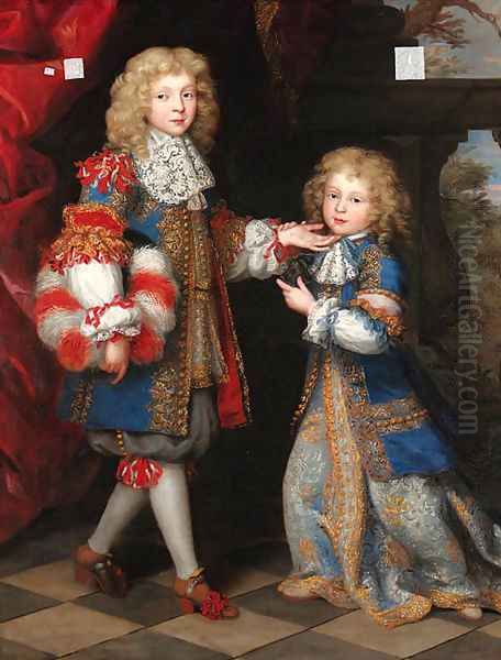 Portrait of two brothers Oil Painting by Henri Gascars