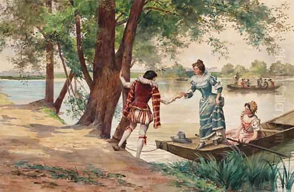 Coming ashore Oil Painting by Leon Girardet