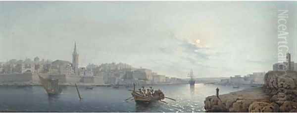 Valetta Harbour, Malta Oil Painting by Natale Gavagnin