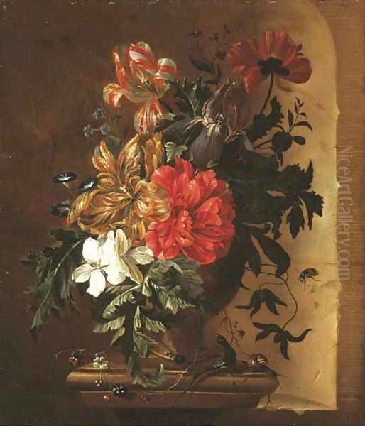 Flowers in terracotta vase Oil Painting by Willem Grasdorp