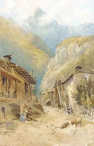 The 'Dent du Midi', Switzerland Oil Painting by Nathaniel Everett Green