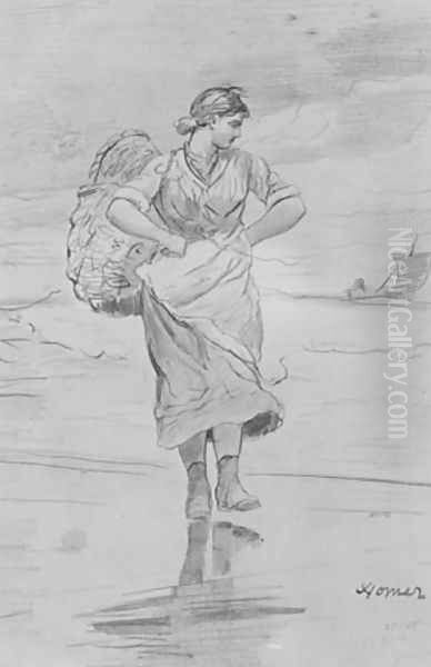 A Fisher Girl on Beach (Sketch for illustration of 