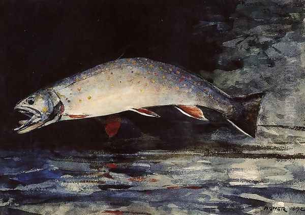 A Brook Trout Oil Painting by Winslow Homer