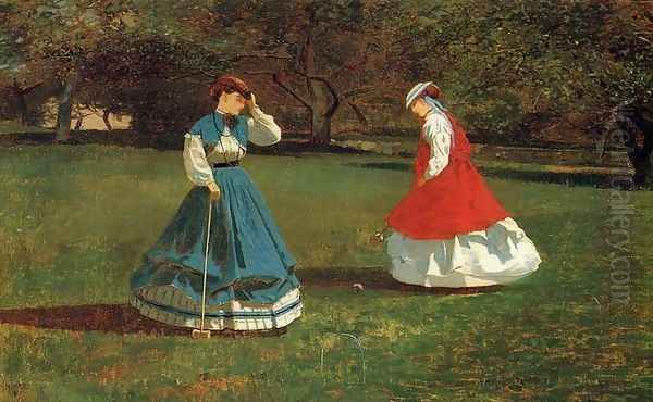 A Game of Croquet Oil Painting by Winslow Homer