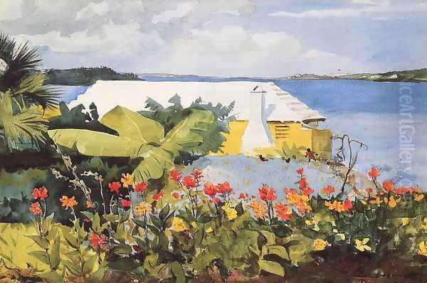 Flower Garden and Bungalow, Bermuda Oil Painting by Winslow Homer