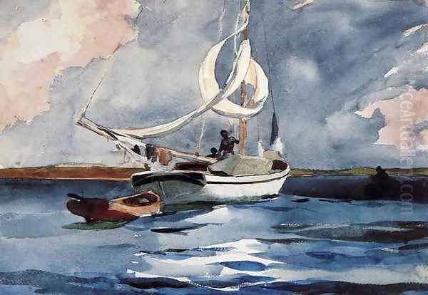 Sloop, Nassau Oil Painting by Winslow Homer