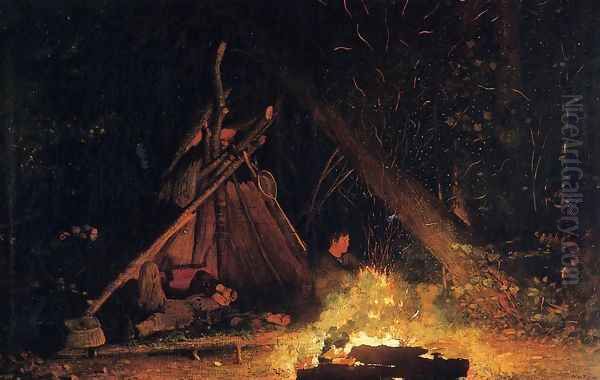 Camp Fire Oil Painting by Winslow Homer