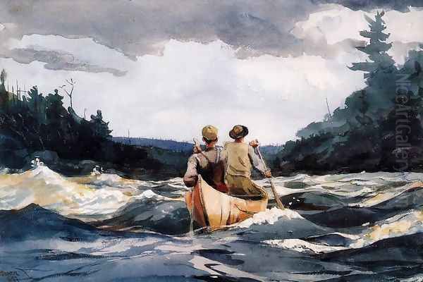 Canoe in the Rapids Oil Painting by Winslow Homer