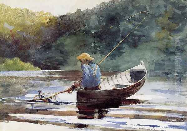 Boy Fishing Oil Painting by Winslow Homer