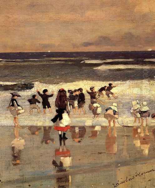 Beach Scene (or Children in the Surf) Oil Painting by Winslow Homer