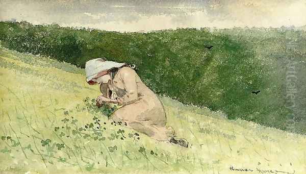 Four Leaf Clover Oil Painting by Winslow Homer