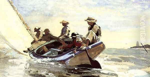 Sailing the Catboat Oil Painting by Winslow Homer