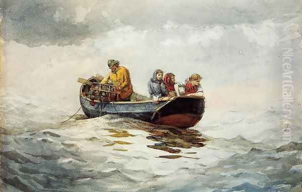 Crab Fishing Oil Painting by Winslow Homer