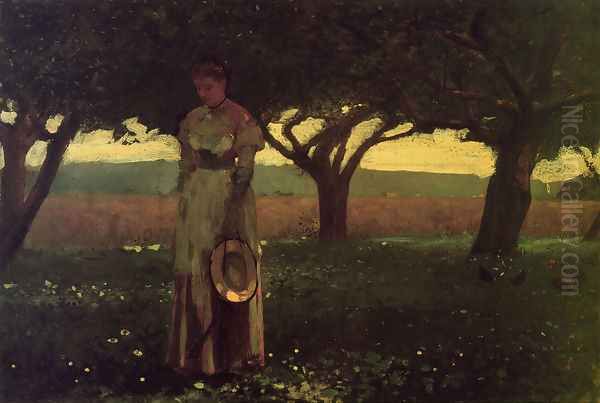 Girl in the Orchard Oil Painting by Winslow Homer