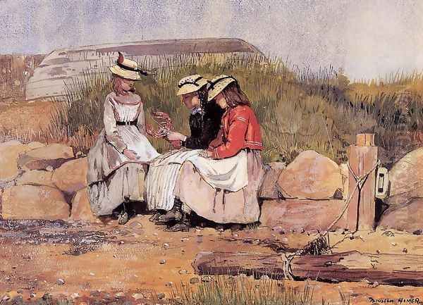 Girls with Lobster (or A Fisherman's Daughter) Oil Painting by Winslow Homer