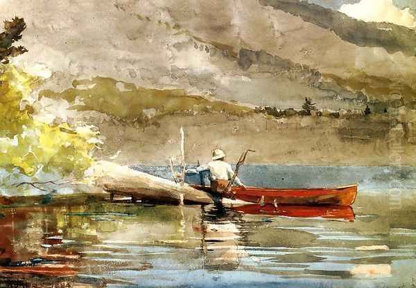 The Red Canoe Oil Painting by Winslow Homer