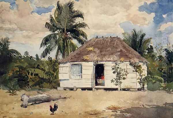 Native Huts, Nassau Oil Painting by Winslow Homer