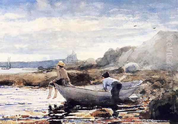 Boys in a Dory Oil Painting by Winslow Homer