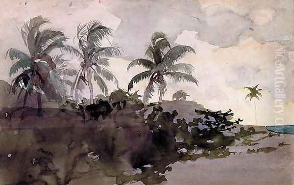 Coconut Palms Oil Painting by Winslow Homer